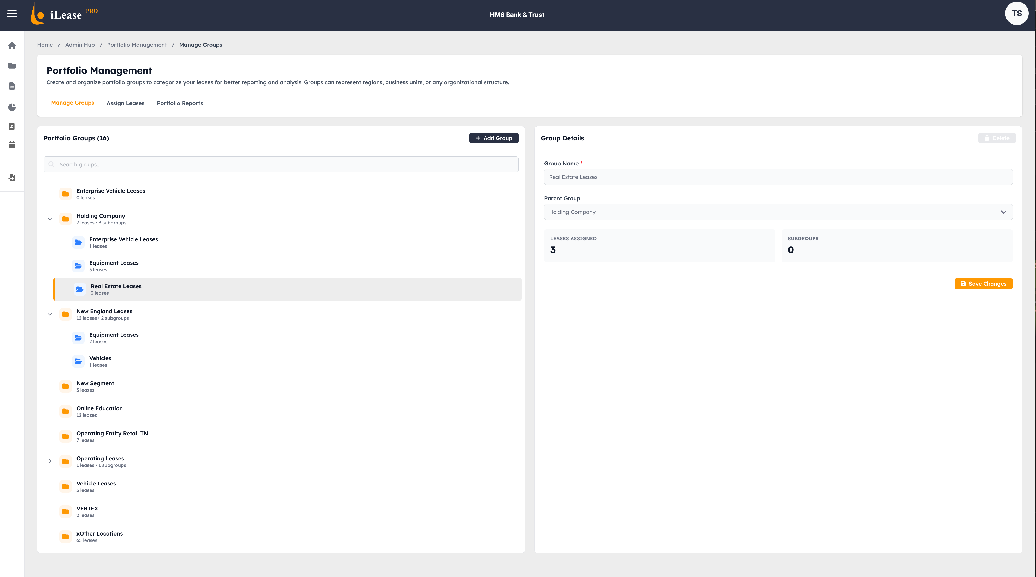 iLeasePro V2 Admin Hub Portfolio Management screenshot