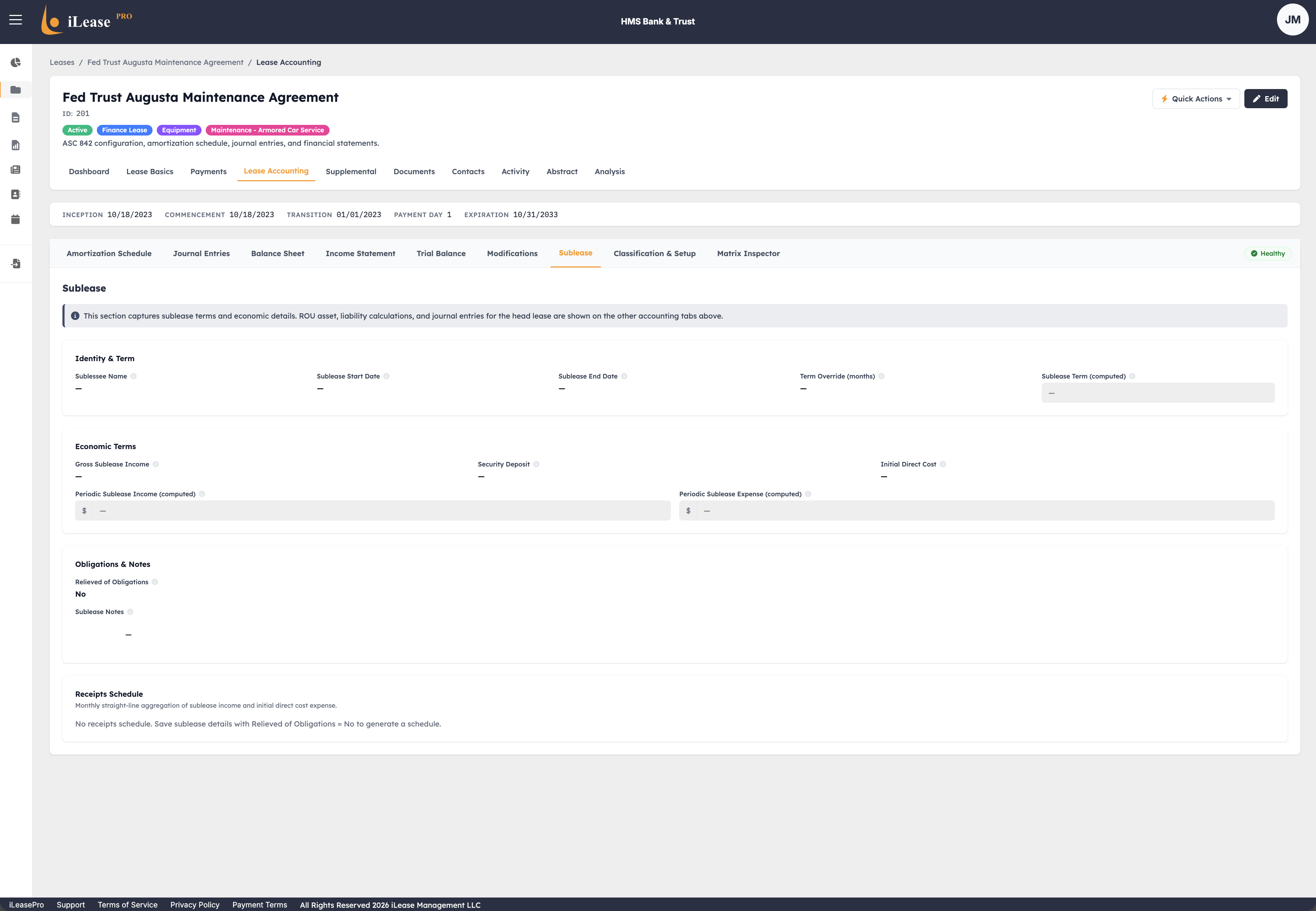 iLeasePro V2 Sublease screenshot