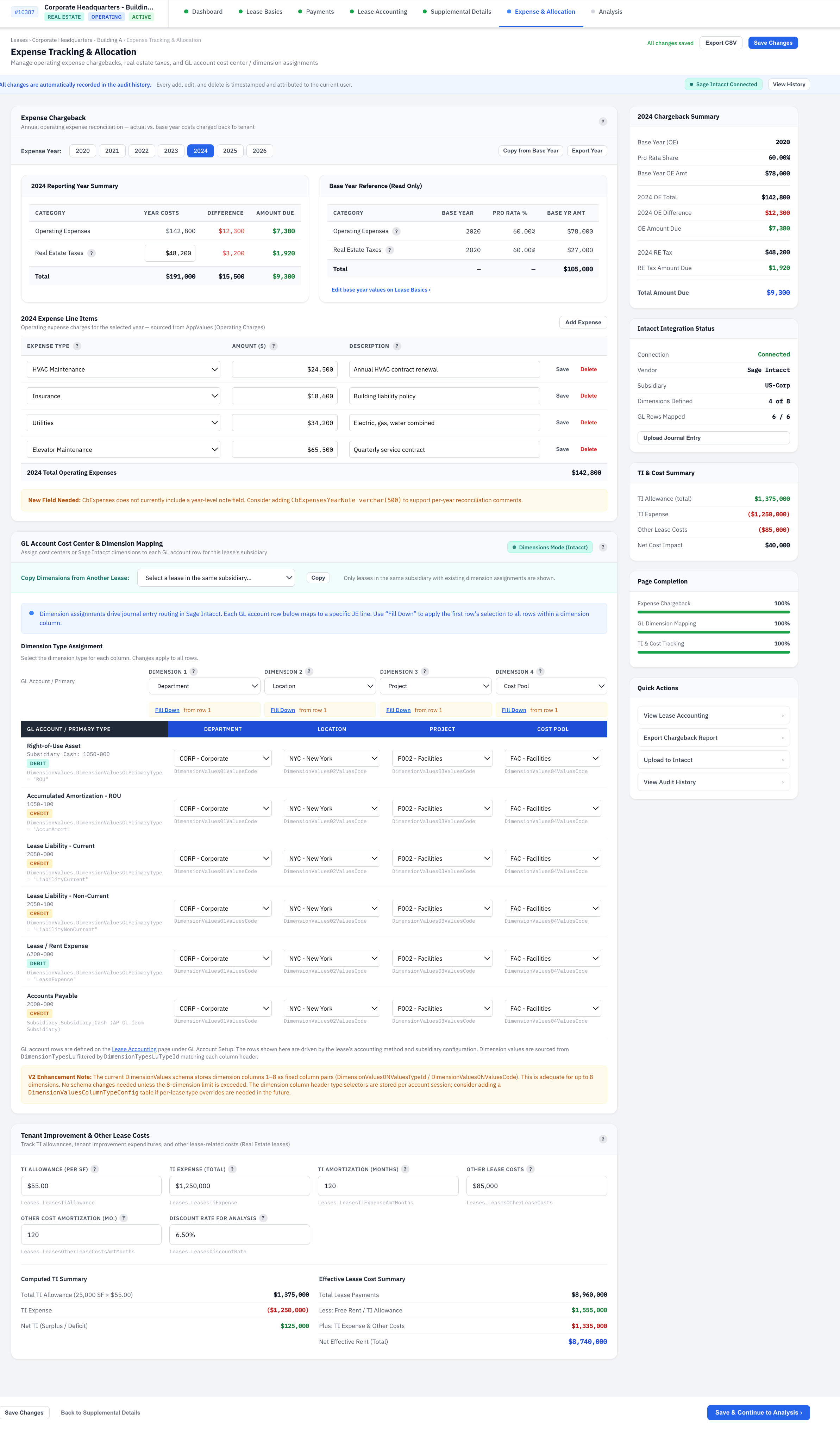 iLeasePro V2 Expense Chargeback screenshot