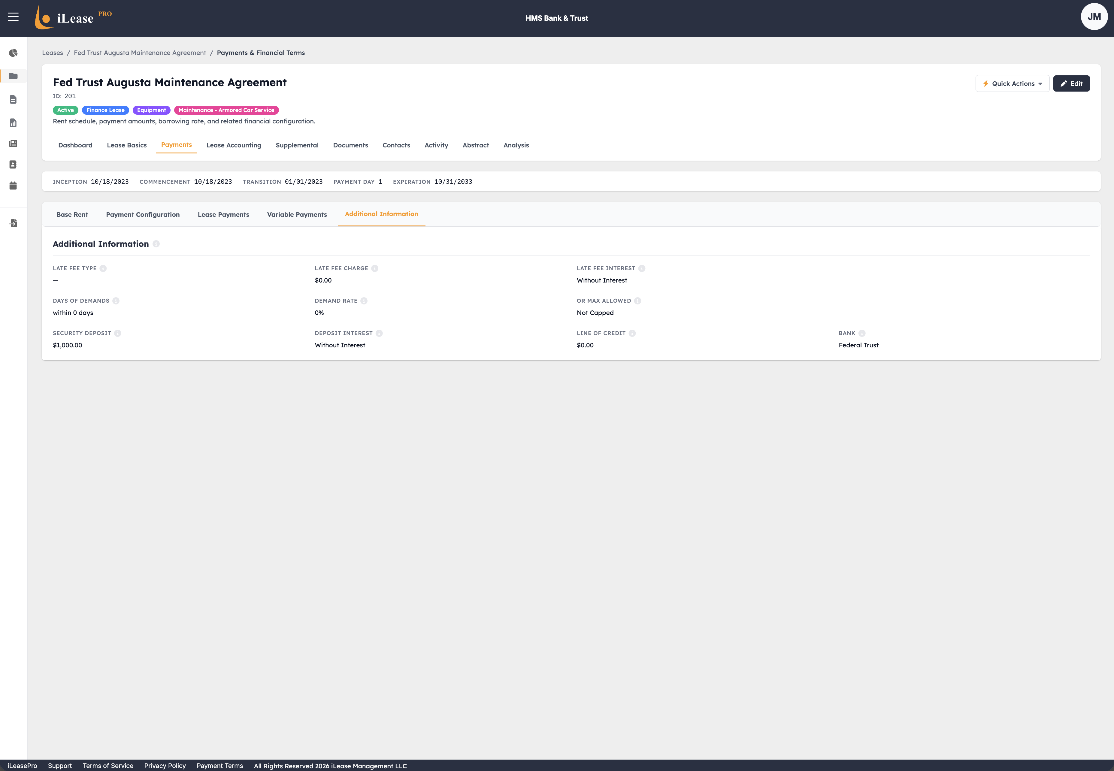 iLeasePro V2 Additional Information screenshot
