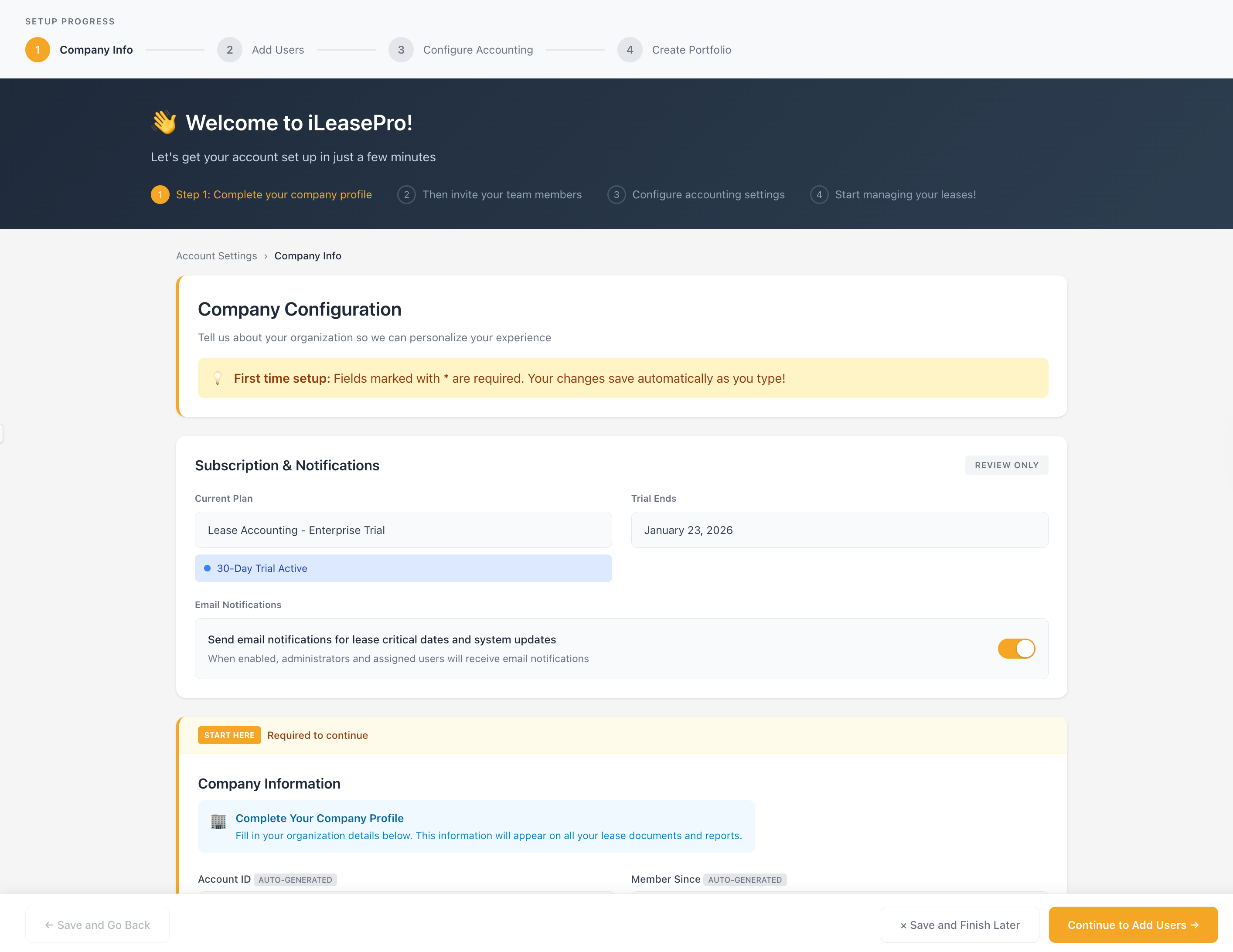 iLeasePro Guided Setup & Onboarding