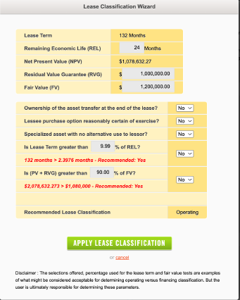 iLeasePro ASC 842 Lease Classification Wizard